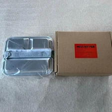 AMABRO Mess Kit Pan Aluminum Square Camping Cookware with Storage Bag