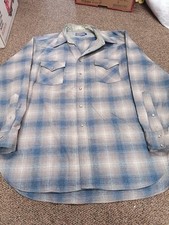 Pendleton Wool High Grade Western Wear Men Plaid Pearl Snap Flannel Shirt XL