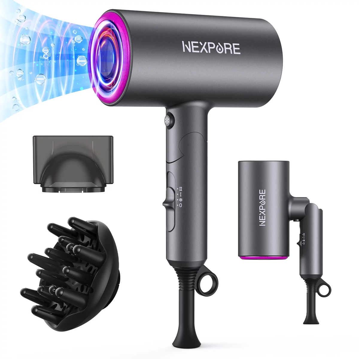 NEXPURE RCY-7004 1800W Professional Ionic Hairdryer, Dark Grey | eBay