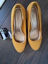 Pumps, Damen, gelb, Größe 37, Wildlederimitat, neu