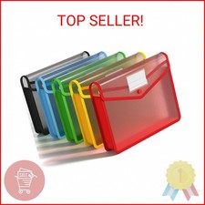Umriox Plastic File Folders, 5 Pack A4 Poly Envelope Expanding File Wallet Docum