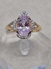 9kt Gold Minas Gerais Kunzite & Zircon Ring Size O (2.93g) Certified