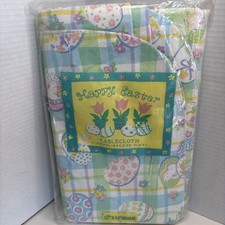 Happy Easter Tablecloth Flannel-backed Vinyl 52 x 52 Square