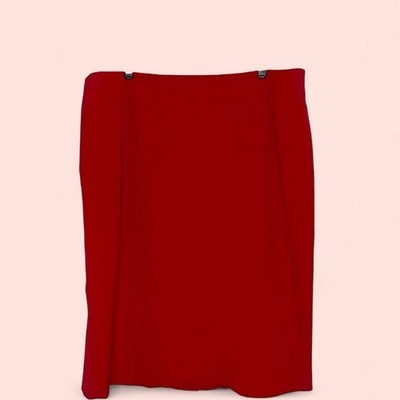 Kasper Straight Pencil Skirt Womens 18 Red Back Zip Slit Knee Length Casual