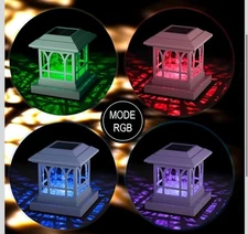 4 Pack RGB 7 Color Fence Post Solar Lights Crackle Glass Solar Post Cap