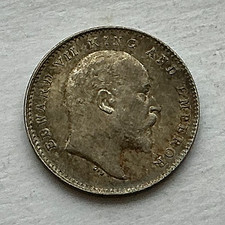 British India 1907 Edward VII 2 Silver Annas KM #505. Unc.