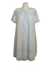 VTG 60  s Baby Blue Nylon Peignoir Nightgown  Robe 2 Pc Set Chiffon Lace Sz S