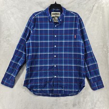 Chubbies Flannel Shirt Mens Large Long Sleeve Blue Plaid Cotton