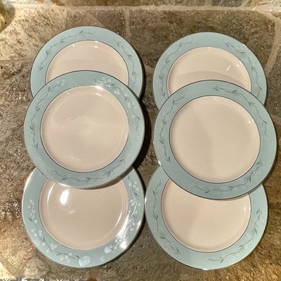 MCM Homer Laughlin Cavalier Eggshell Dinner Plates (6) Turquoise Melody Floral