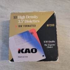 KAO 3.5 Diskettes IBM Formatted High Density MF2HD MSFT Sealed New 10 pack