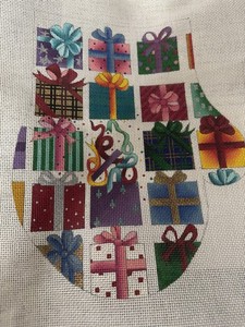 Renaissance Hand Painted Needlepoint Mitten with stitch guide 