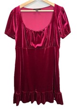 Forever 21 Womens Dress Plus 0X Burgundy Velvet Mini Twee Softgirl Retro Whimsy