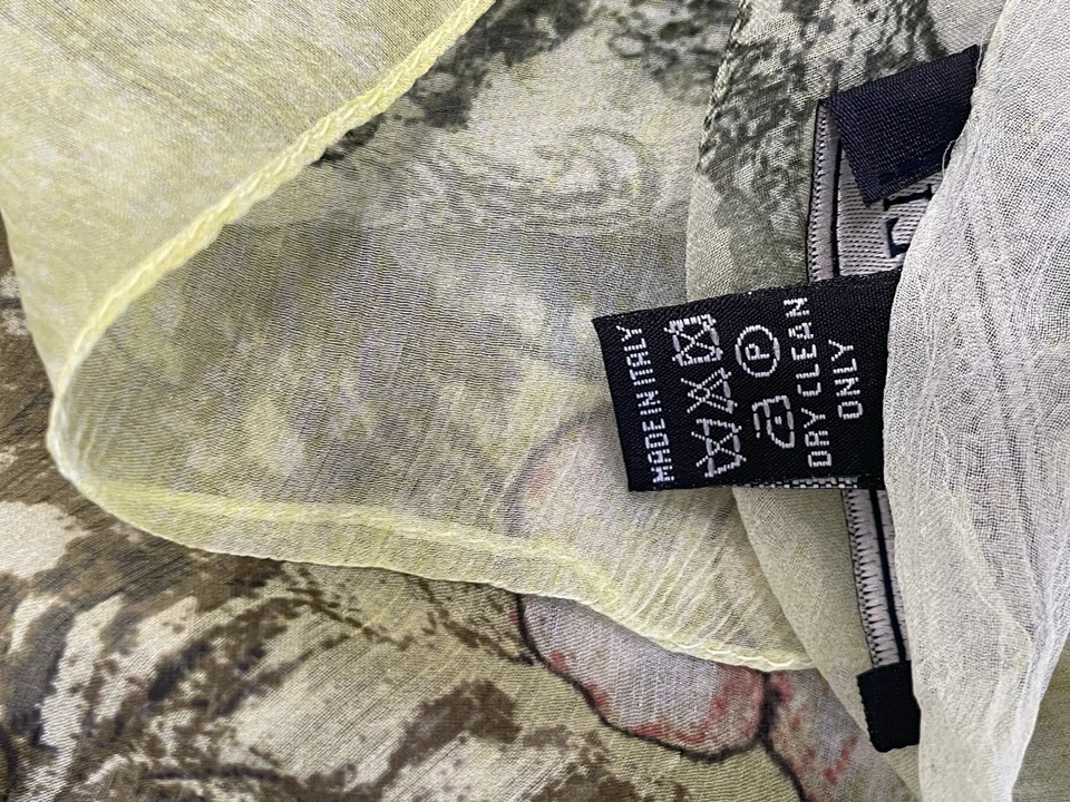 Шарф H71# Bottinelli 100% шелк с цветочным принтом пейсли желтый зеленый сделано в Италии - Изображение 4 из 4