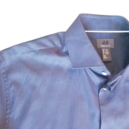 H&M Premium Long-Sleeve Shirt, Large/16.5, Blue. - Picture 6 of 8