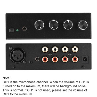 Noise Cancelling Mini Karaoke Mixer 3RCA Input & 1RCA Output Stereo Sound Mi Fit