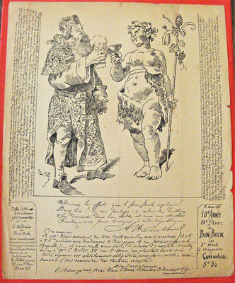 1884 BON BOCK - 10th year 110th dinner - Henri PILLE illustrator - invitation