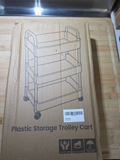 3-Tier Rolling Utility Cart Plastic Storage Trolley Organizer White