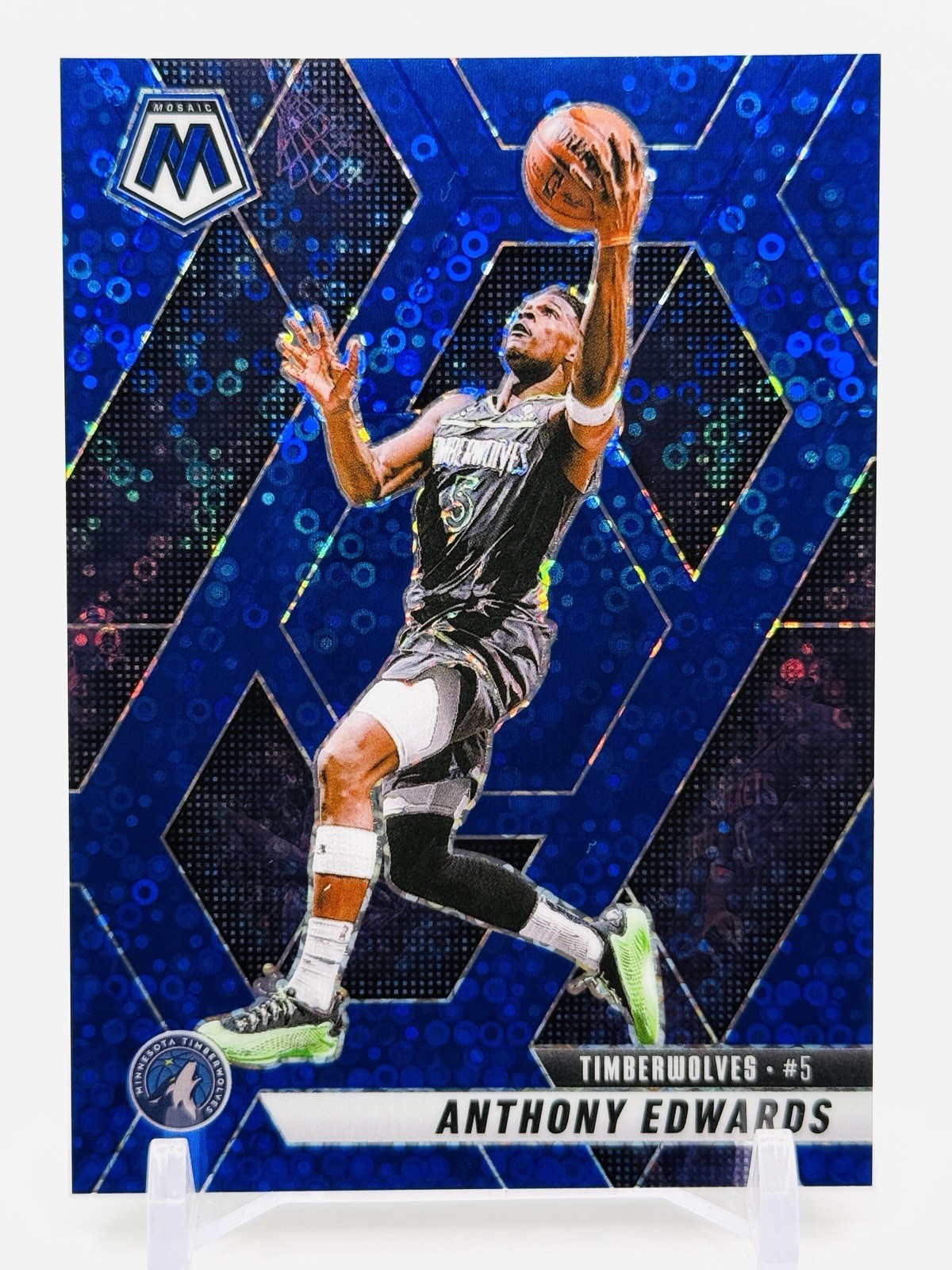 ANTHONY EDWARDS /85 - SP BLUE DISCO PRIZM #36 - 2024-25 Panini Mosaic Fast Break