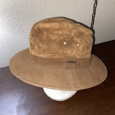 Mens STETSON SAFARI Fedora Hat Suede An Leather Sz M 7-7 1/8