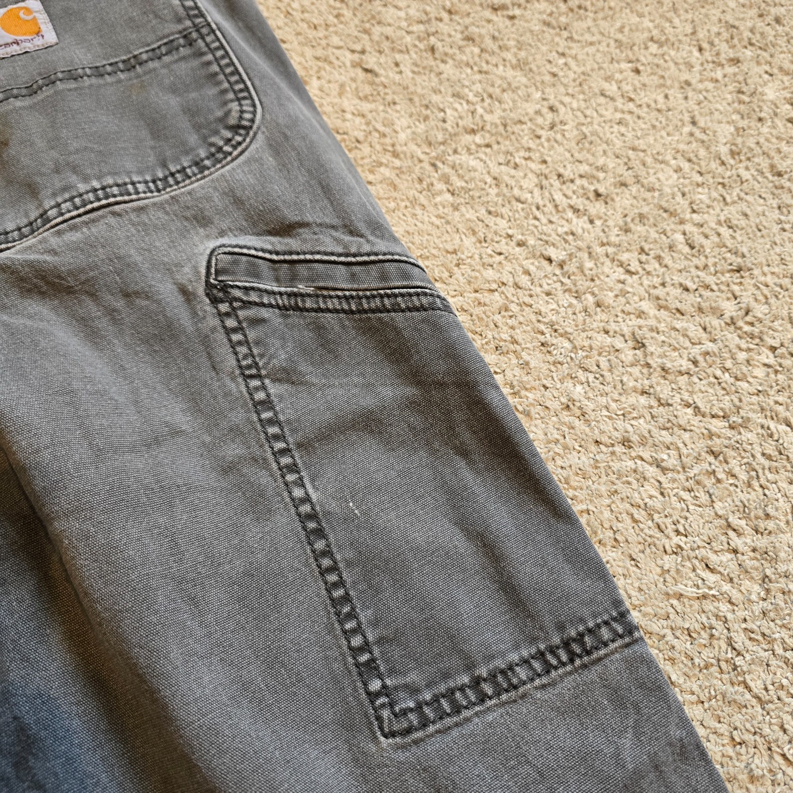 Carhartt Pants Mens 32x32 Gray Relaxed Fit Carpenter Workwear Stretch 102291-306 image 8