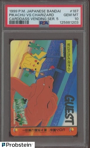 1999 Pokemon Japanese Bandai Carddass Vending Series Pikachu vs Charizard PSA 10