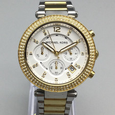 Michael Kors Parker MK5626 Womens Watch 39mm Two Tone New Battery 7.25"