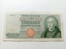 5000 LIRE COLOMBO I°  TIPO DECR 04 / 01 / 1968 CARTA BIANCA  R3