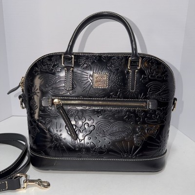DOONEY & BOURKE Disney Parks dome satchel Purse Rare Black Leather Embossed 