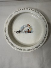 Vintage Baby  s Plate Girl And Her Dog