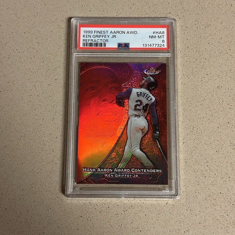 1999 Topps Finest Hank Aaron Award Contenders Ken Griffey Jr Refractor SSP PSA 8