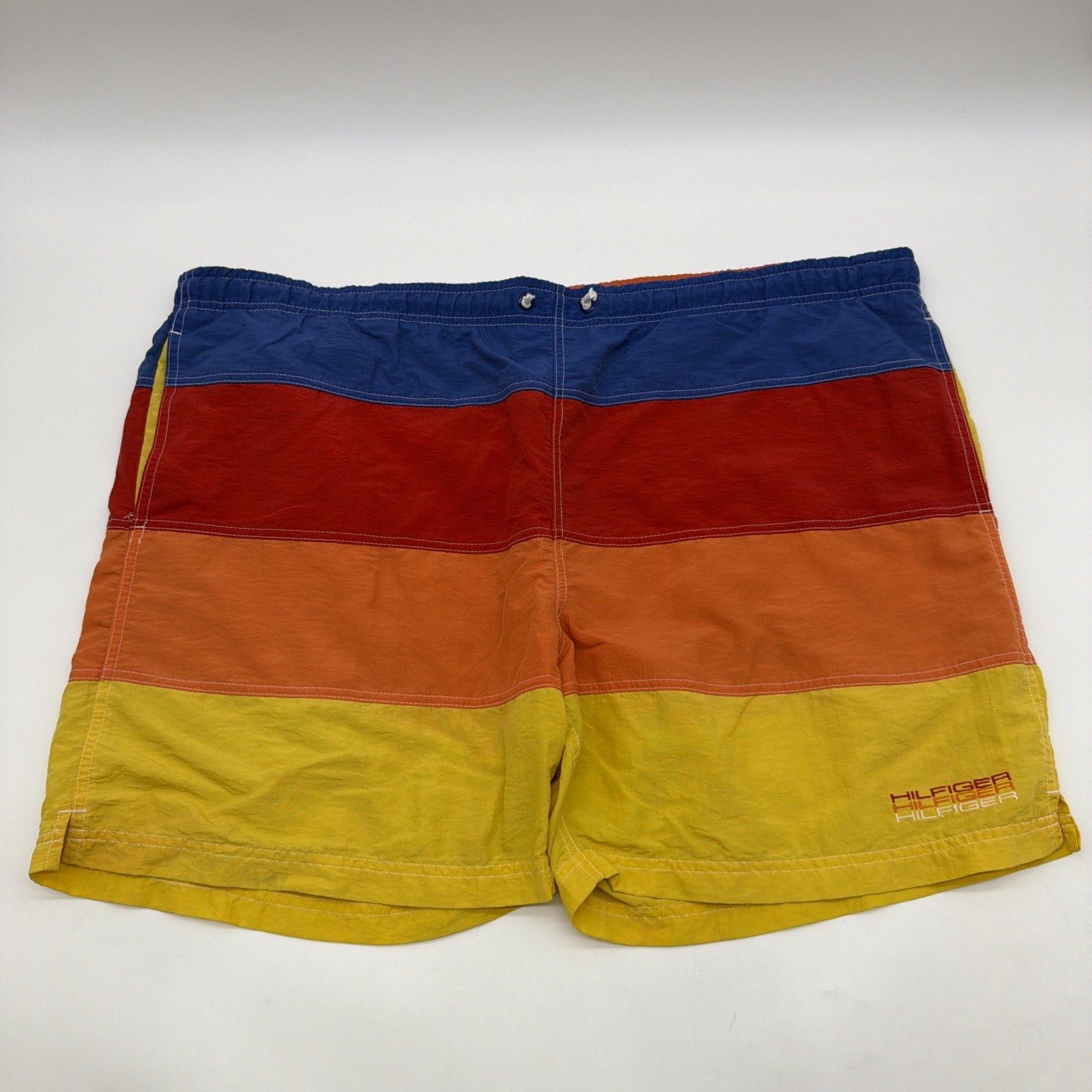 Tommy Hilfiger Beach Shorts Men XL Color Block Pocket Zip Logo .#42974