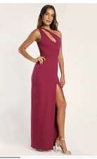 Lulus Magenta One-Shoulder Cutout Maxi Dress Size S NWT