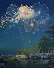 William PHILLIPS Best Seat In The House Limited Edition Print Fireworks Bay view