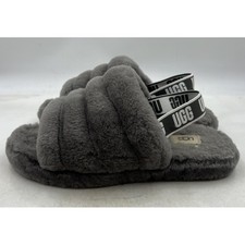 UGG Fluff Yeah Slide Slippers Womens Size 5 Gray Sheepskin Wool Indoor Outdoor