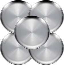 Small Stainless Steel Plates,5 Pcs 5.5 Inchs Dinner Dishes Plates Camping Plate,