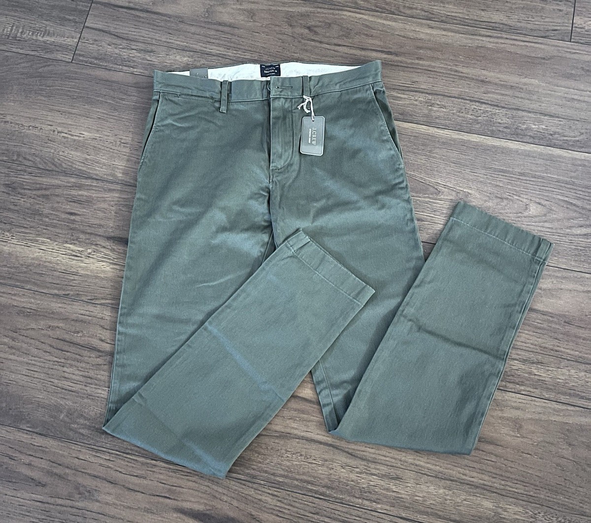 JCrew 484 Slim-Fit Flex Chino Pants, Forest Canopy Green ( Size
