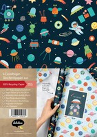 Geschenkpapier-Set FüR Kinder: Weltall (Astronauten, Raketen, Weltraum) 4 S.