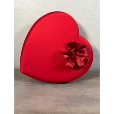 Vintage Godiva Chocolate Box- Satin Red Puffy Heart- Love Pin- EMPTY