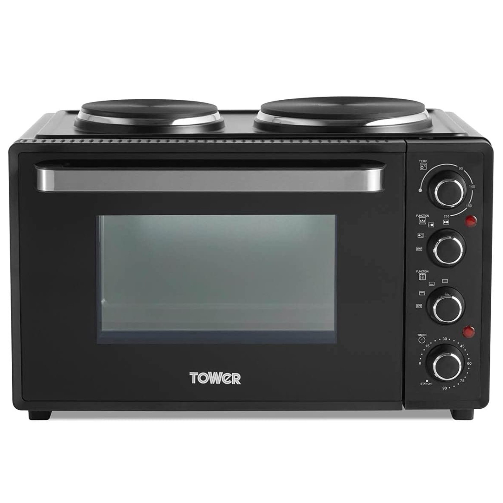 TOWER Electric Mini Oven - T14044 32L with Hot Plates in Black COLLECTION