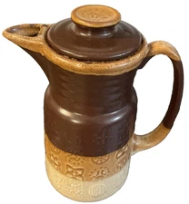 Vintage Lord Nelson Coffee Pot Ironstone H8.25" Pottery Glazed Runes Celtic EUC