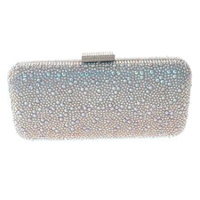 Silver Tone Fashion Crystal Rhinestone Clutch Evening Bag TLX210-SAB
