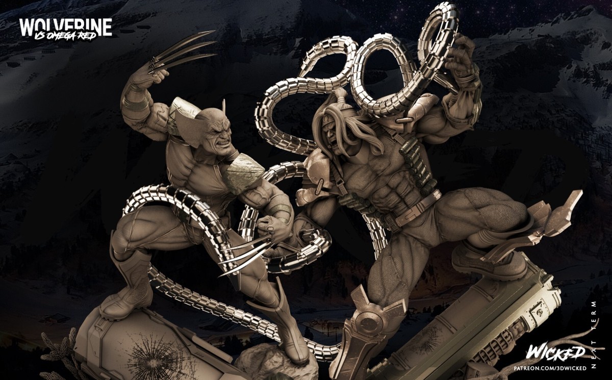 WOLVERINE VS OMEGA RED Statue Diorama Marvel Avengers Resin