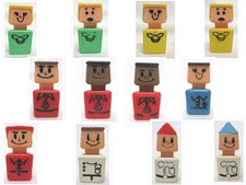  1974-77 Playskool Original Blockhead PLAY FRIENDS & FAMILAR PLACES Figures