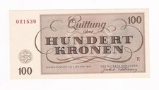 100 Kronen Theresienstadt 1943  Serie E kassenf.Erhaltung Rosenberg GET-14