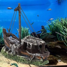 Aquarium Shipwreck Ornament Resin Sunken Ship Decorations Fish Tank Landscape