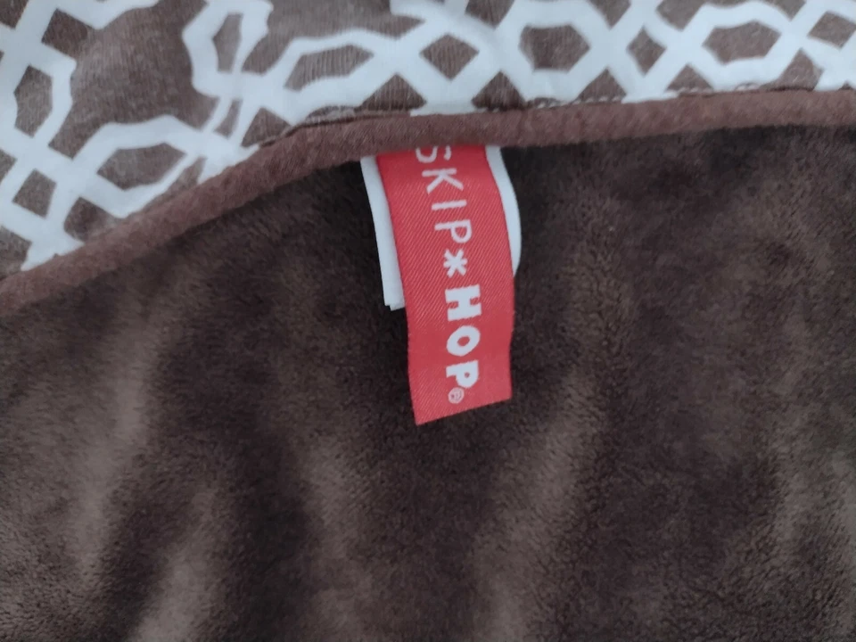 Skip Hop Baby Blanket Brown Chocolate Lattice Reversible Cotton Front & Minky - Image 3 of 4