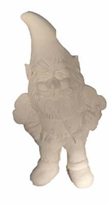 Flutter Edge Sitting Gnome 14'' x 8'' Ceramic Bisque, Ready to Paint
