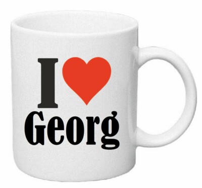 Kaffeetasse I Love Georg Keramik Höhe 9,5cm in Weiß