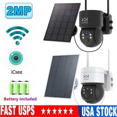 Solar Battery Powered Wireless WiFi Outdoor Pan/Tilt Home Security Camera System