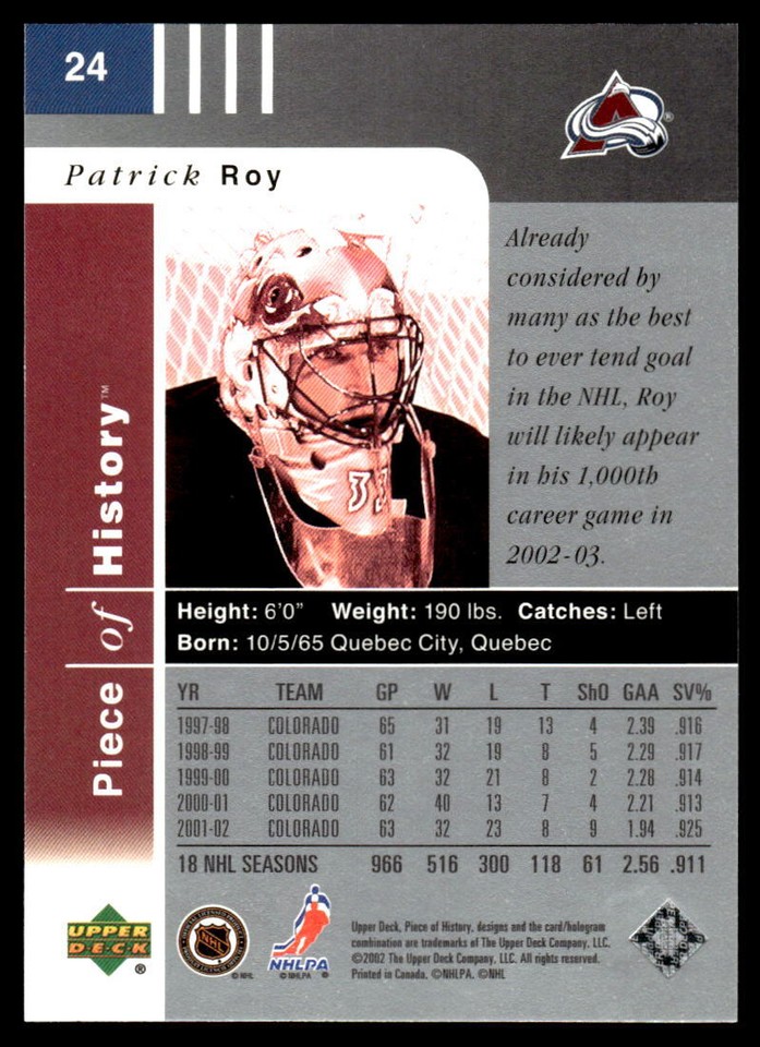 2002-03 Upper Deck Foundations Ray Bourque Colorado Avalanche B 1016420